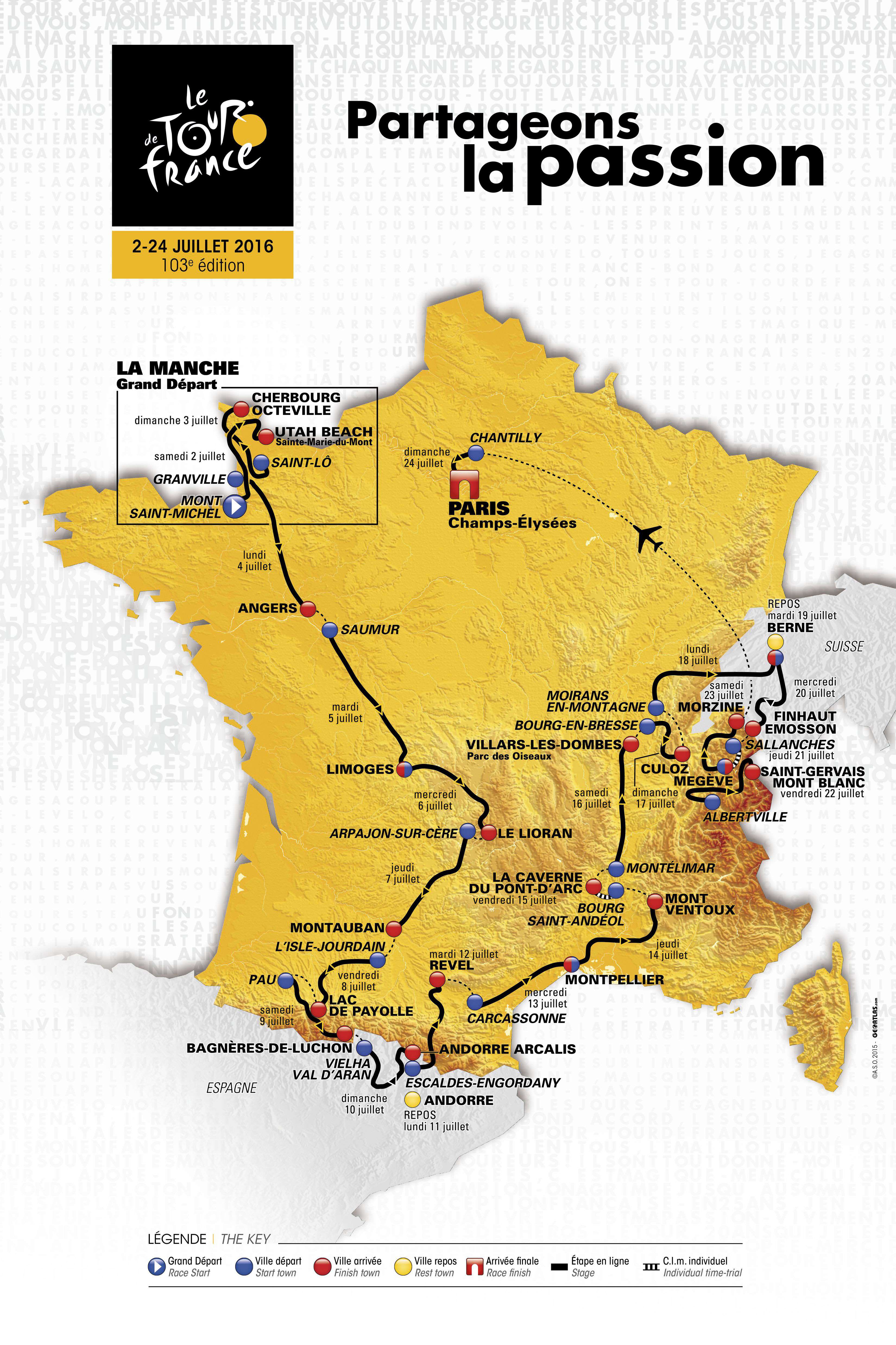 Le tracé du Tour de France 2016 a été dévoilé ce mardi midi.
