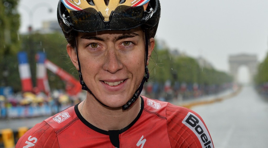 Christine Majerus, ici à l'arrivée du Tour de France à Paris, 