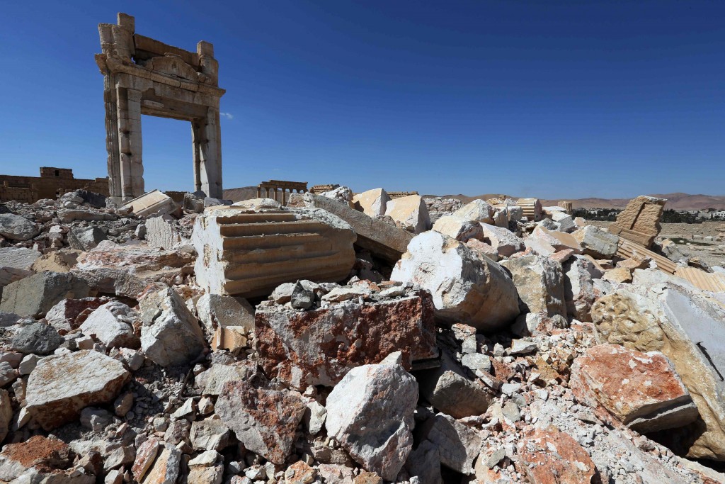 Ce qu'il reste du temple de Bêl : un amas de gravats. (photo AFP)