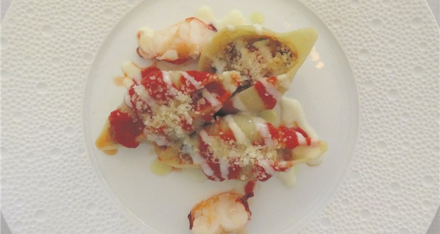 À déguster chez Mosconi : les conchiglioni au style très graphique, à la viande et au homard. (photo LQ)
