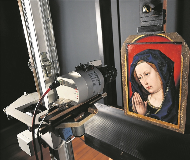 La caméra infrarouge des scientifiques belges. Ce tableau se révèle être une reproduction d'atelier.
