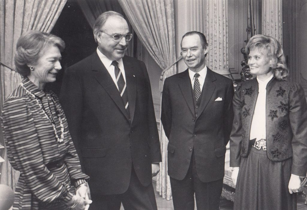 Helmut Kohl s'était évidemment rendu à plusieurs reprises au Luxembourg, où il avait notamment rencontré la Grande-Duchesse Charlotte et le Grand-Duc Jean, comme ici le 20 janvier 1984. (photo archives Editpress)