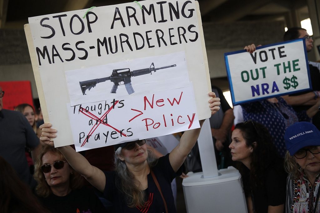 Une manifestation contre le puissant lobby de la NRA et la possession d'armes de guerre.