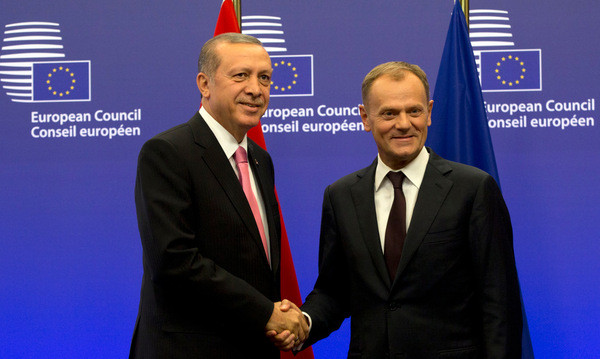 Le président turc et le président du Conseil de l'Europe, ici lors d'une rencontre en 2015 (Archives : AP).