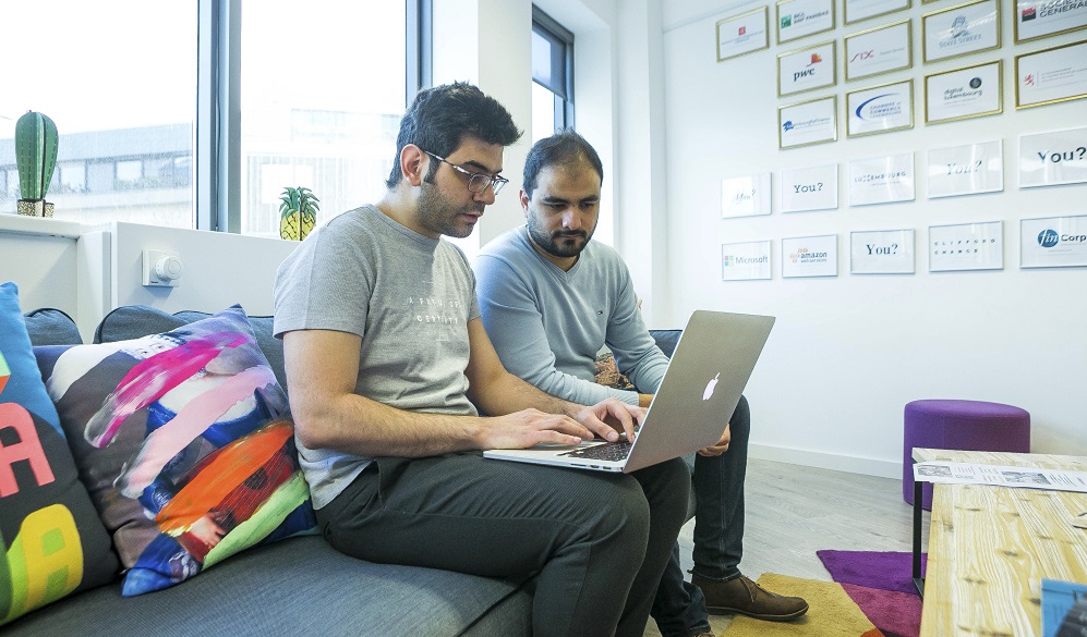 Saleem Najjar et Rami Alattar, en plein travail à  la House of Startups.
(photo Tania Feller)